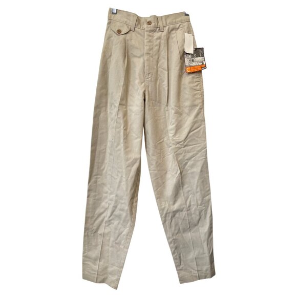 Vintage 80s 90s Lee High Rise Casual Pant Size 4 Beige Pleated Deadstock NEW - Picture 1 of 7